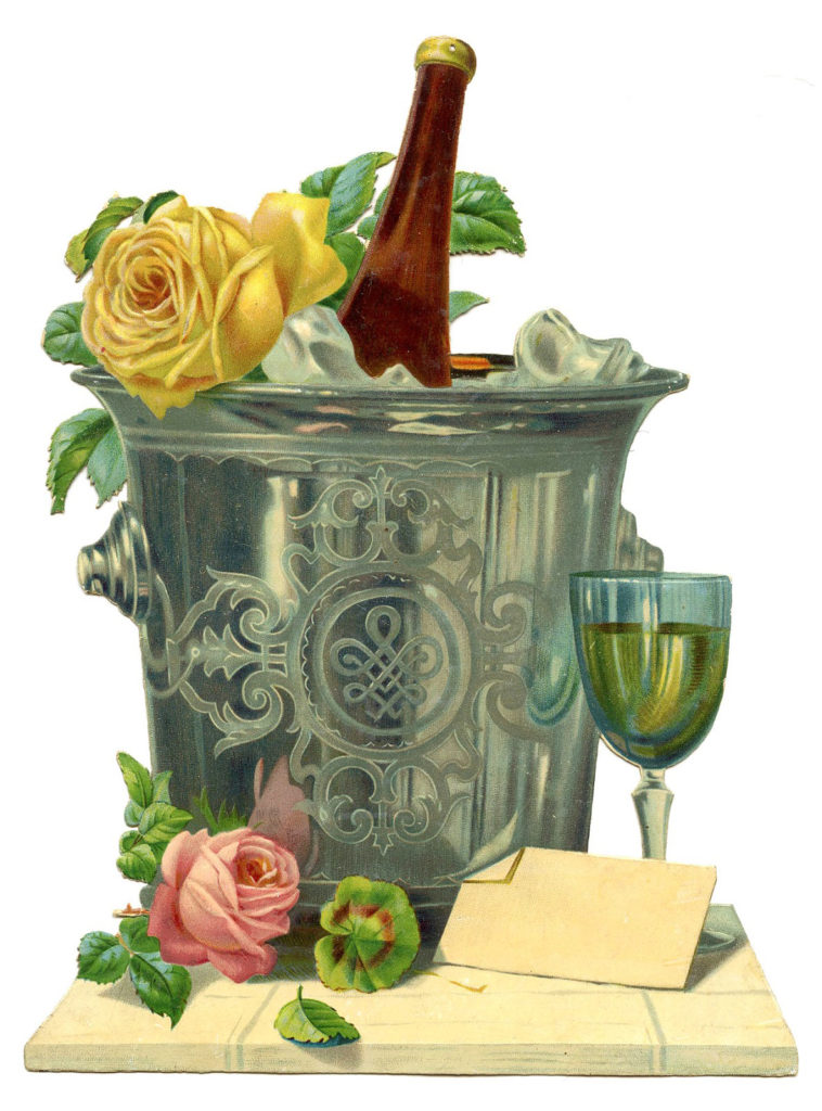 new year champagne bucket flowers image