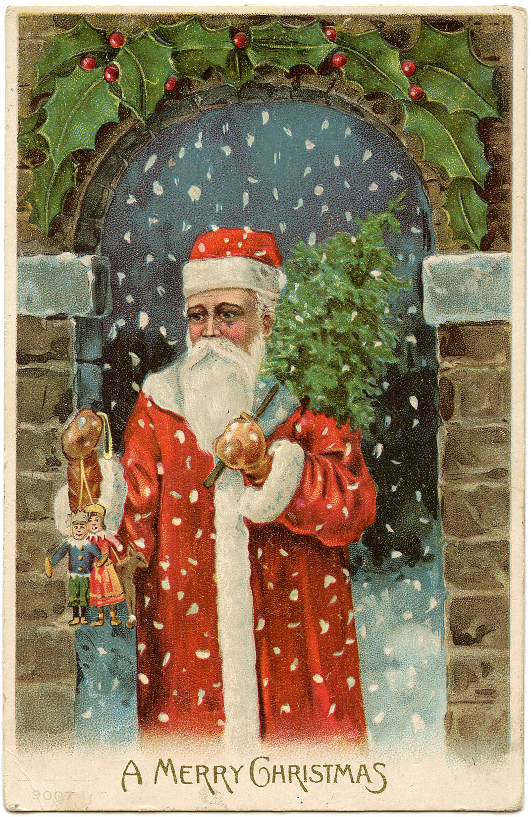 St Nick with Tree and Snow