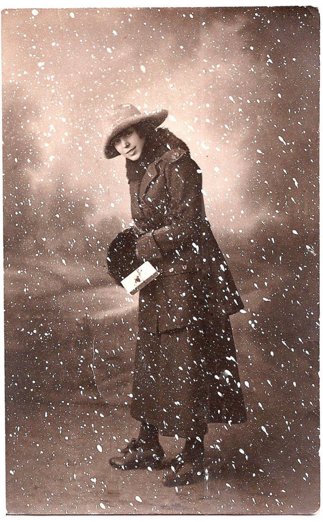 snow lady vintage photograph image