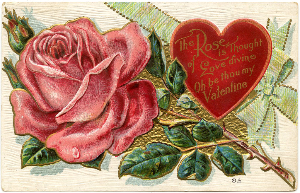 valentine rose heart vintage image