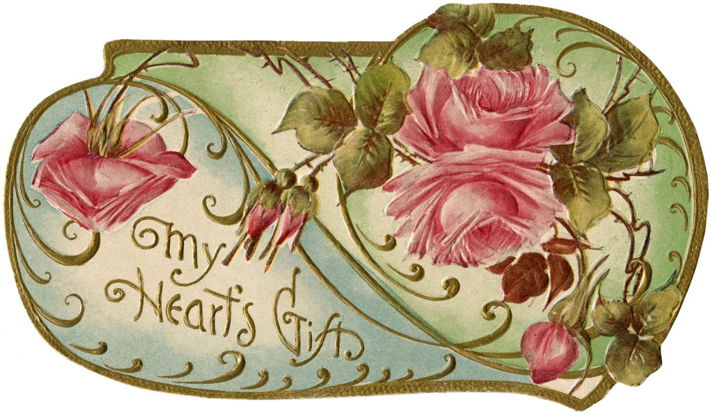 victorian roses valentine typography illustration