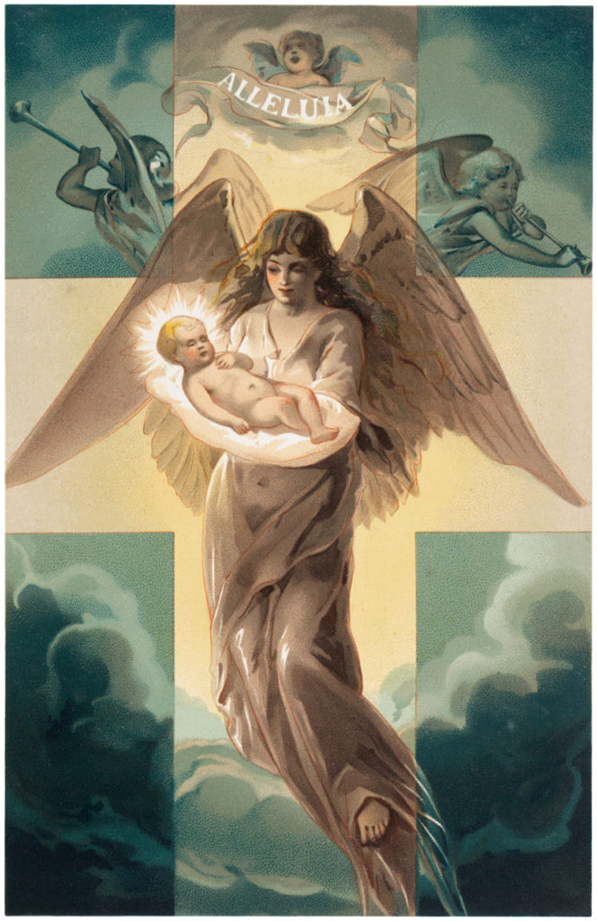 vintage angel baby heaven clouds image