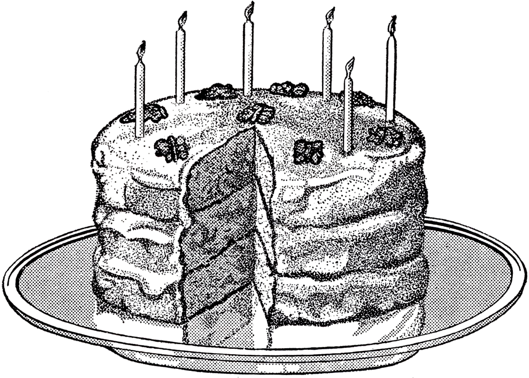 vintage birthday cake drawing