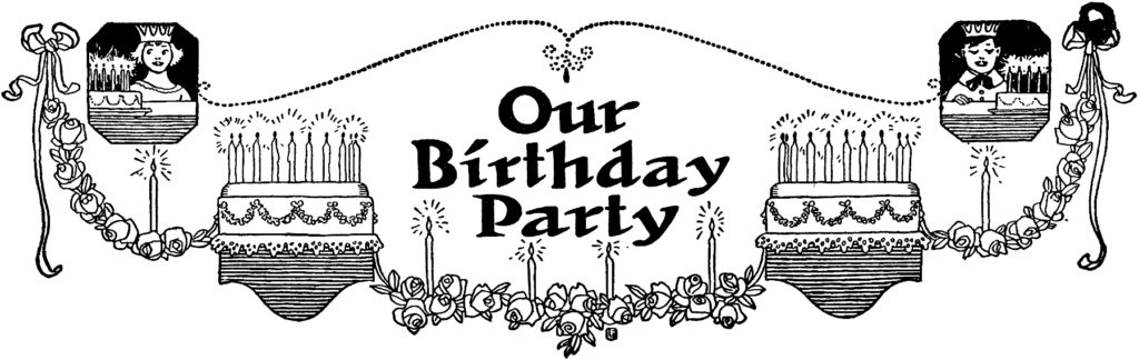 vintage birthday party cakes candles clip art