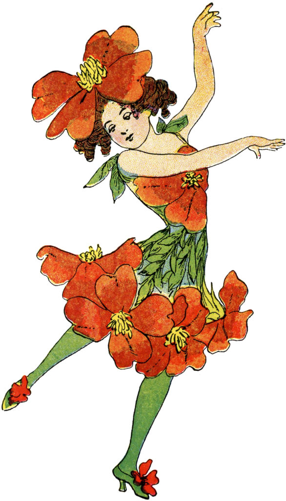 vintage flower fairy red clipart