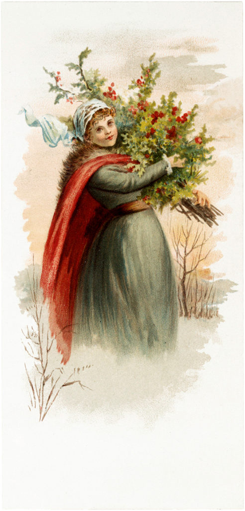 vintage lady greenery illustration