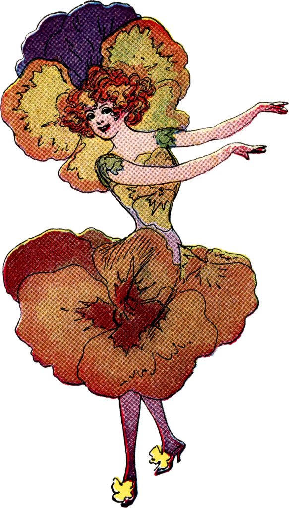 vintage pansy flower fairy clipart