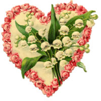 vintage floral heart lily of the valley roses clipart