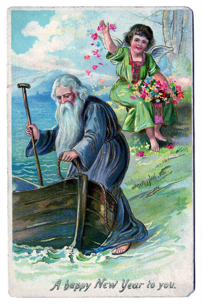 father time boat angel new year image