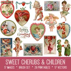 vintage Cherubs & Children ephemera bundle