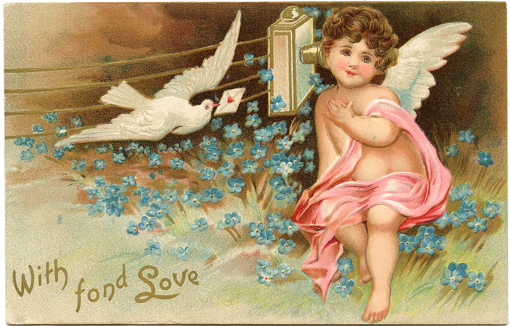Victorian Cherub Printable Vintage Valentine\u2019s Day Cupid Card Digital Clipart Commercial Use Graphic Clip Art Instant Download File Vin0005