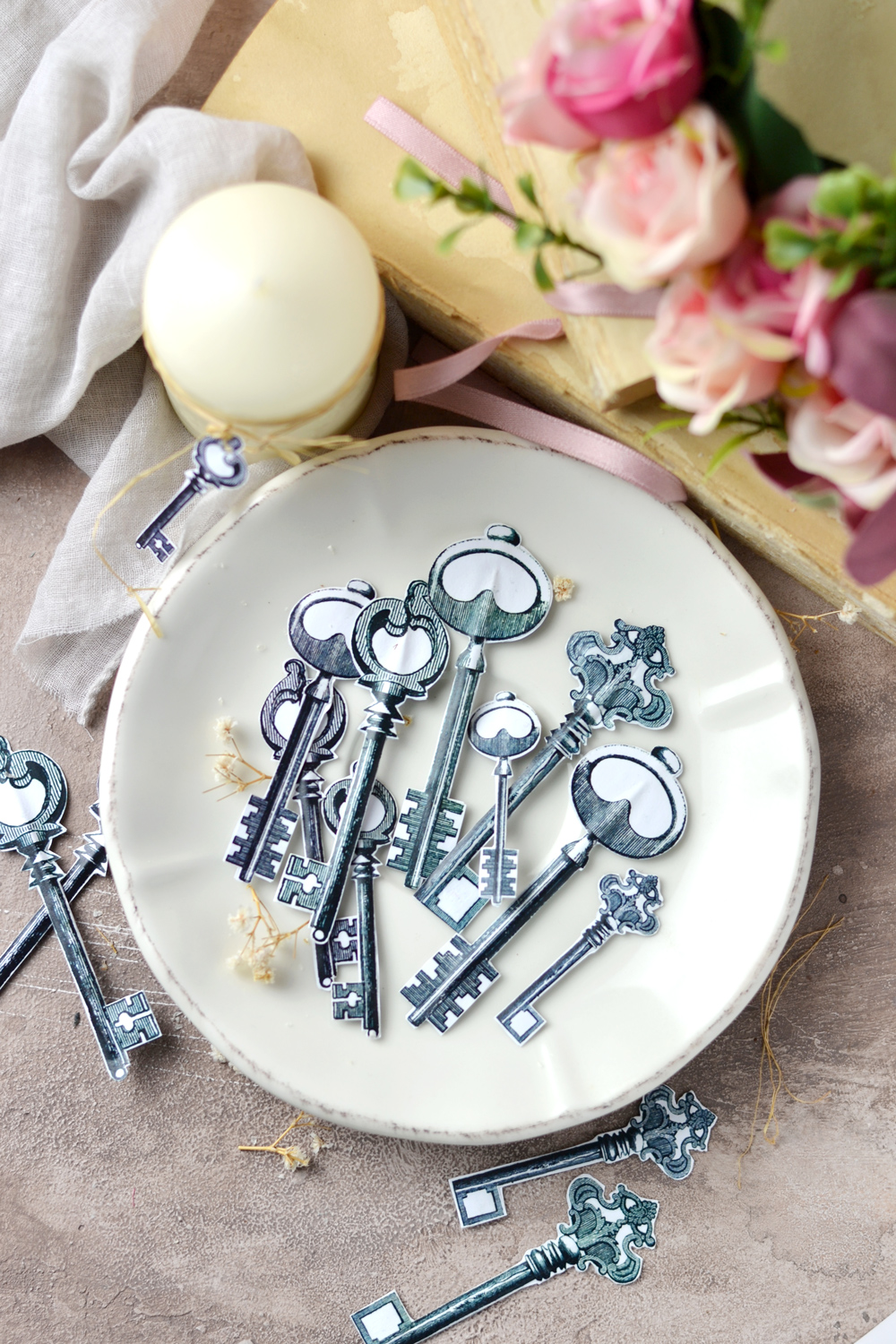 A plate with keys on them