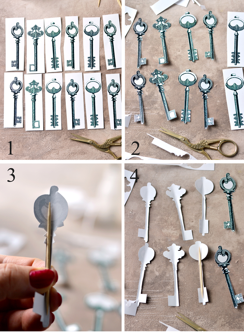 Printable with skeleton keys cutting out