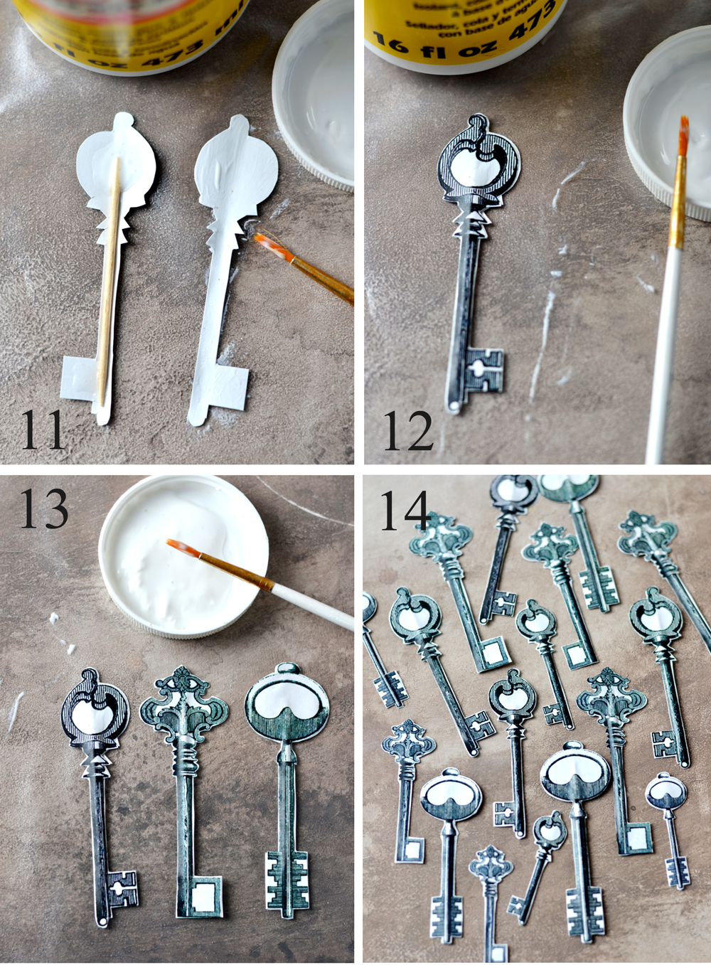 gluing keys to toothpicks