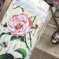 Journal with Pink rose and bee