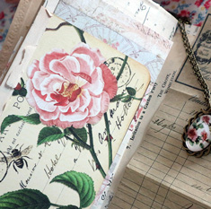 Journal with Pink rose and bee