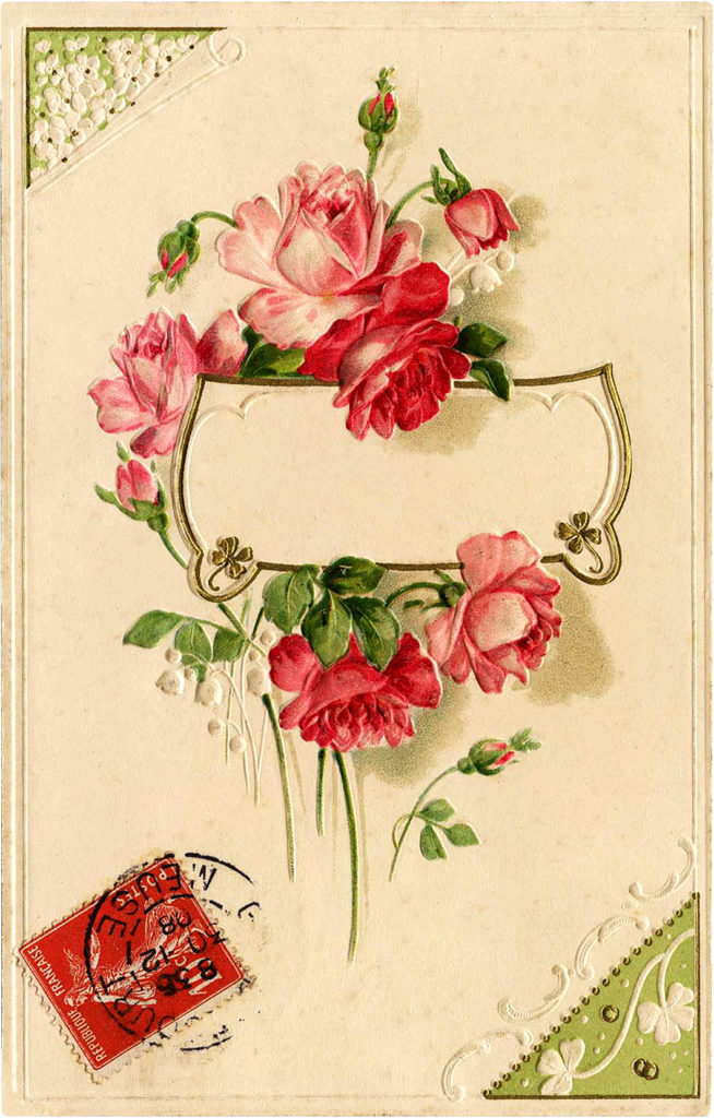 french rose frame label image