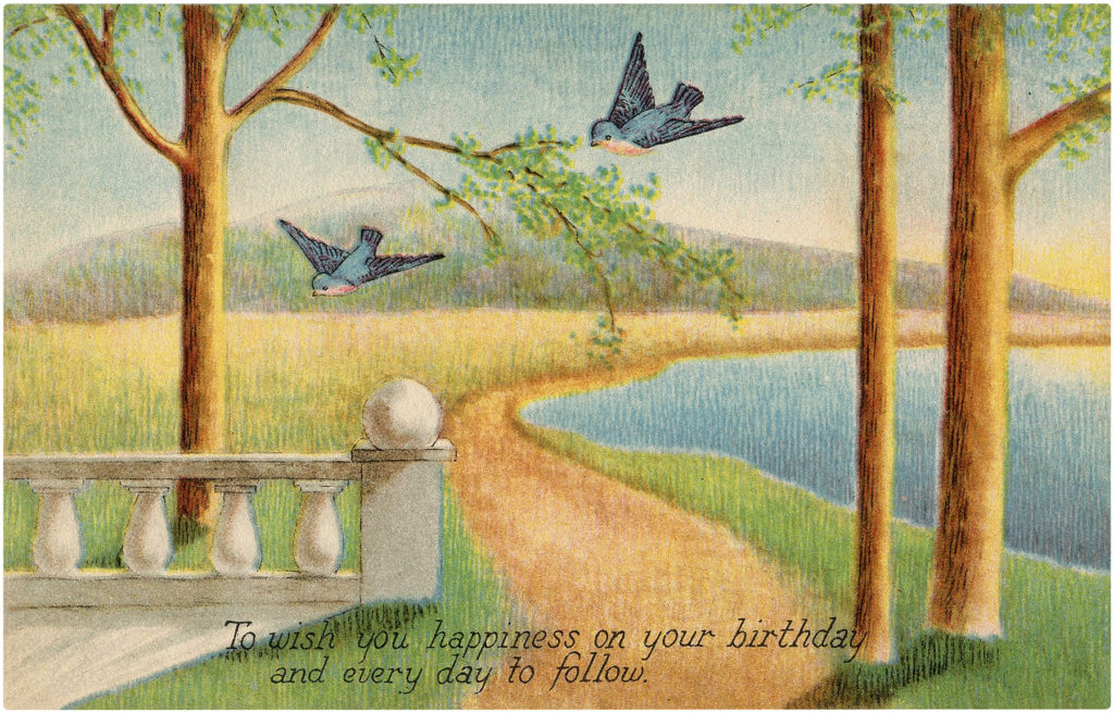 Happy Birthday Bluebirds Landscape Image