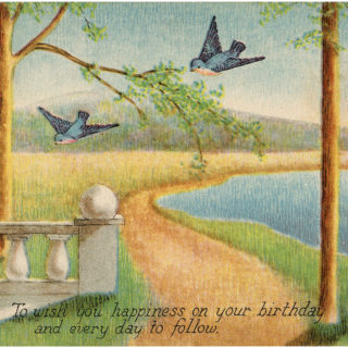 Happy Birthday Bluebirds Landscape Image