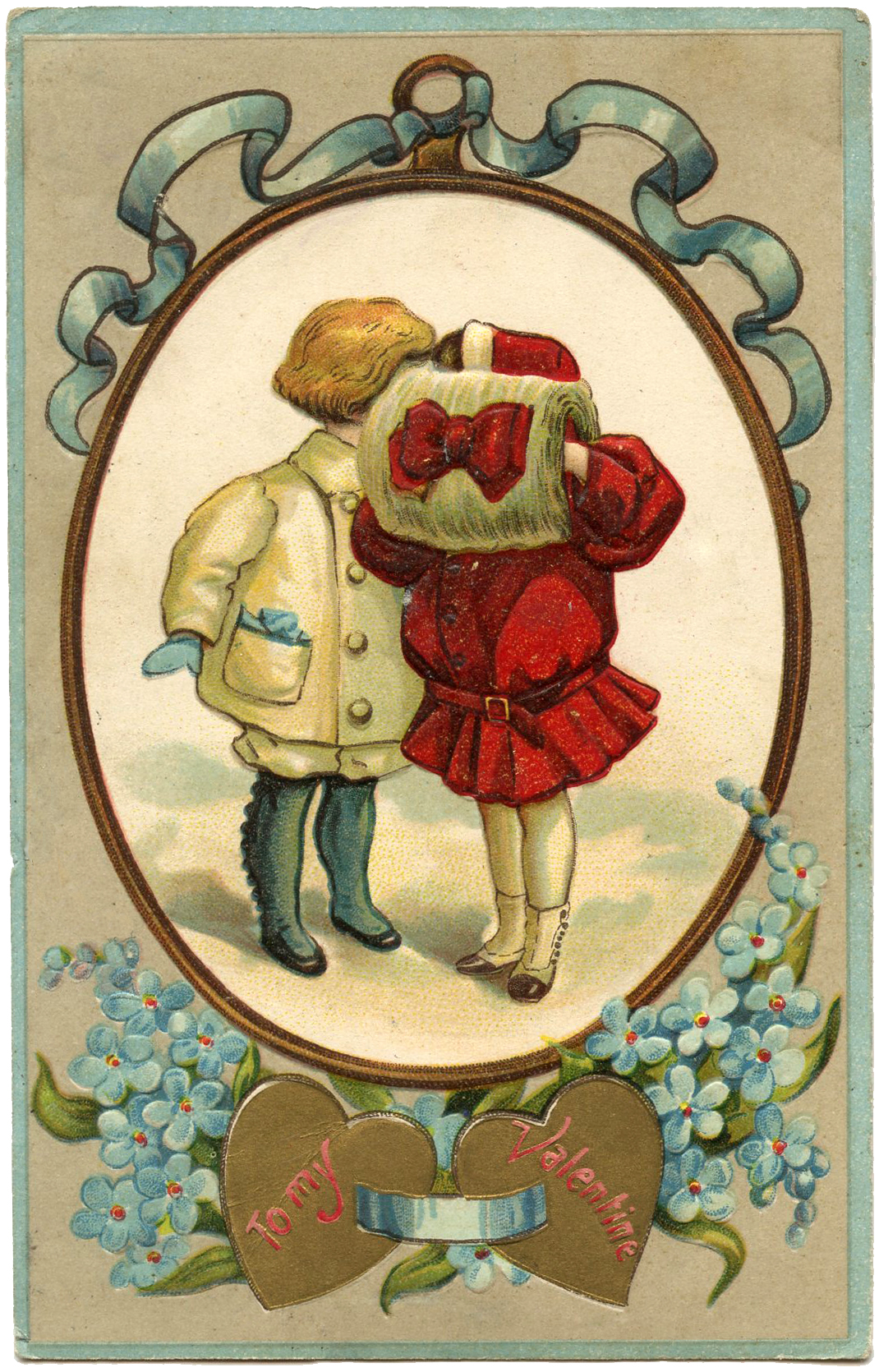 YOUNG LOVE unmounted rubber stamp Victorian Valentine children Silhouette #3 