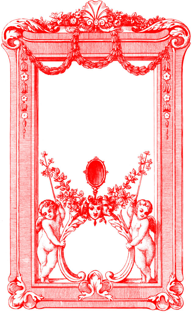 cherubs valentine frame label clipart