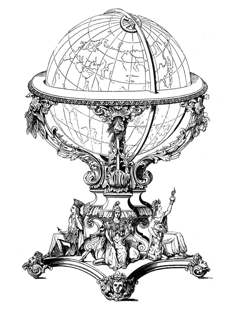 ornate antique globe image