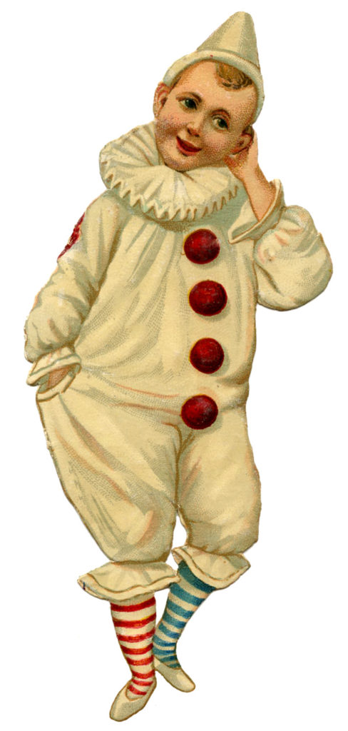 Pierrot clown boy clipart