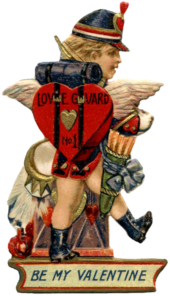 Cupid in Lederhosen Valentine Arrows Clipart Die Cut Valentines