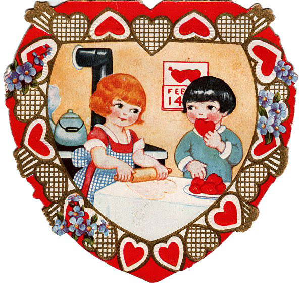 Valentine children baking heart clipart