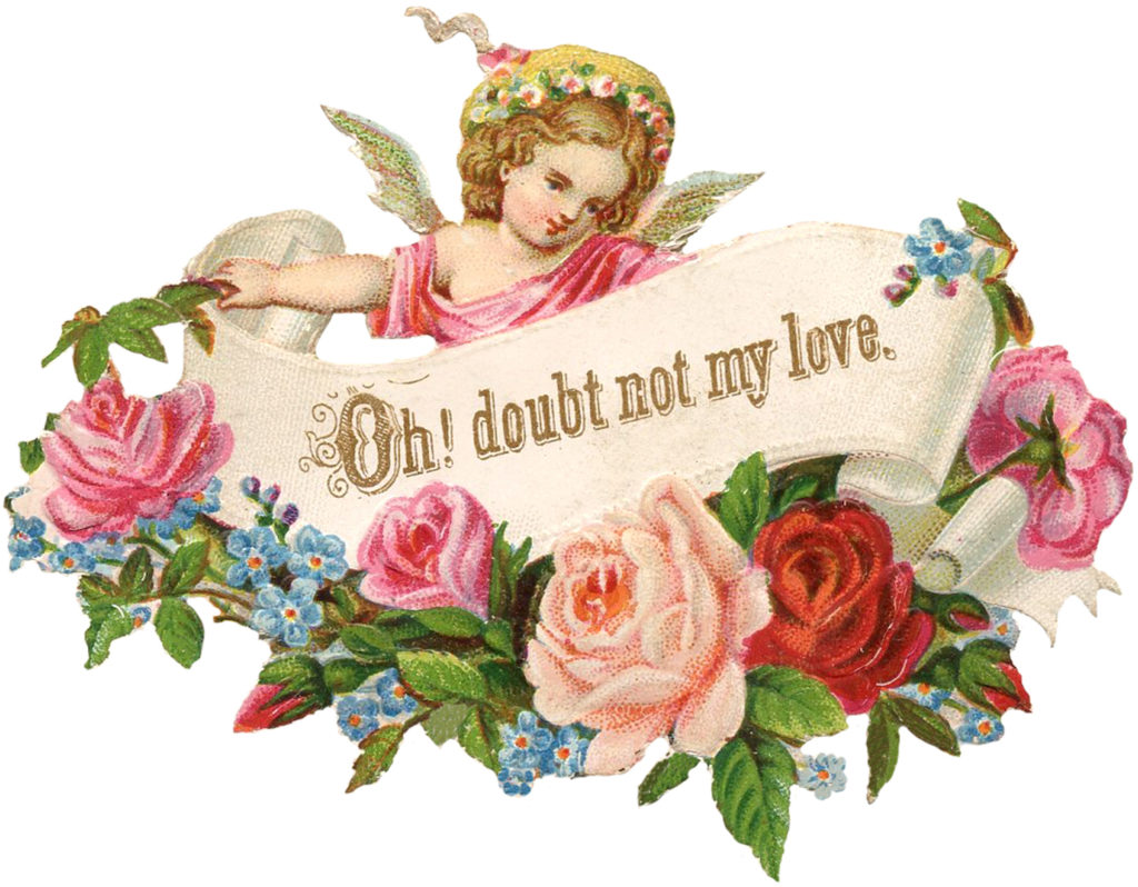 Valentine Angel Cherub roses antique image