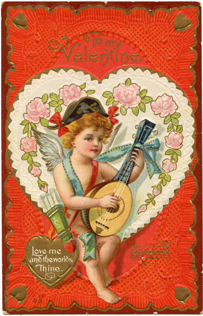 Valentine Cherub Lute Image