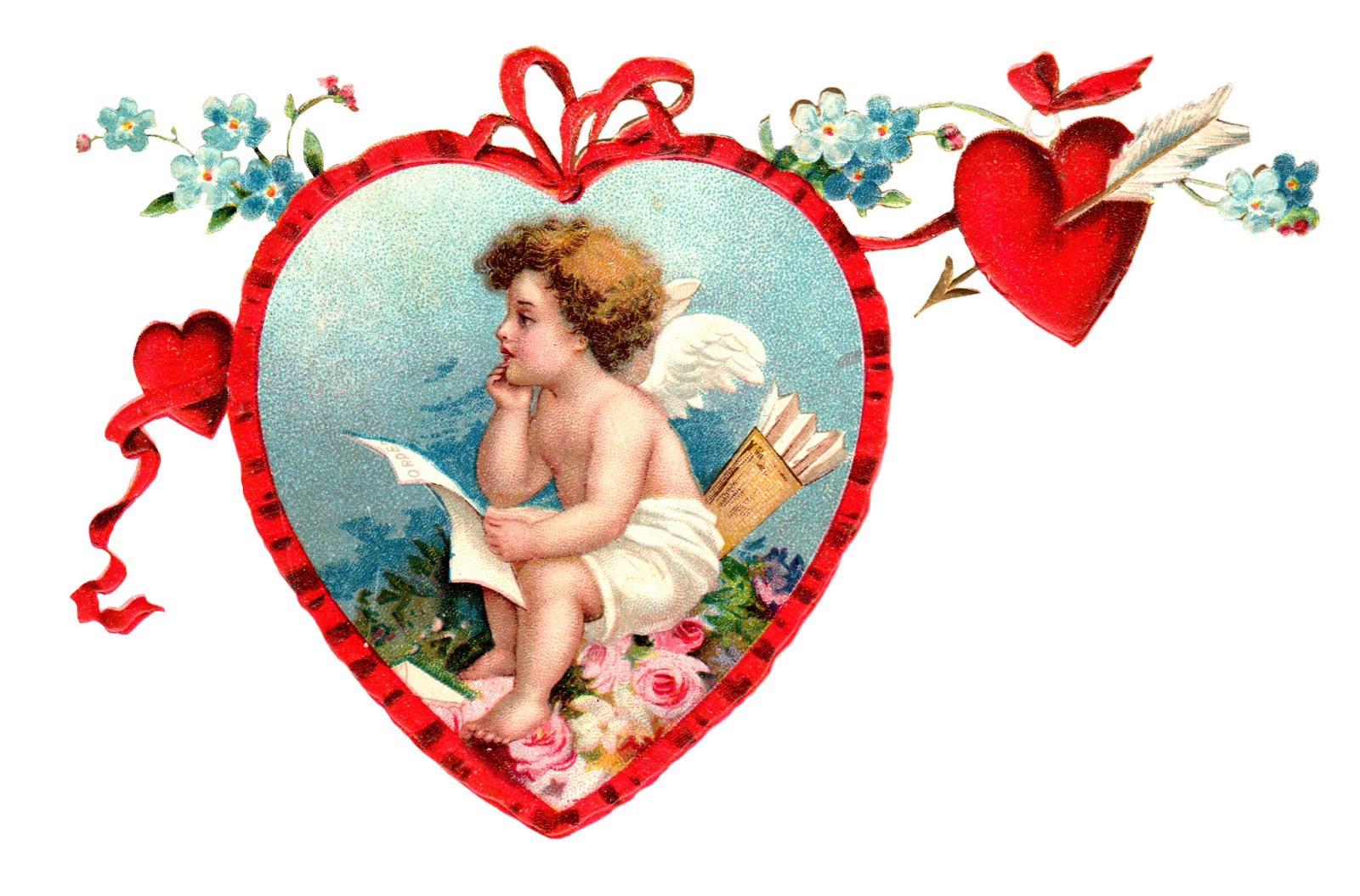 Victorian Cherub Printable Vintage Valentine\u2019s Day Cupid Card Digital Clipart Commercial Use Graphic Clip Art Instant Download File Vin0005
