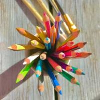 colored pencils in jar