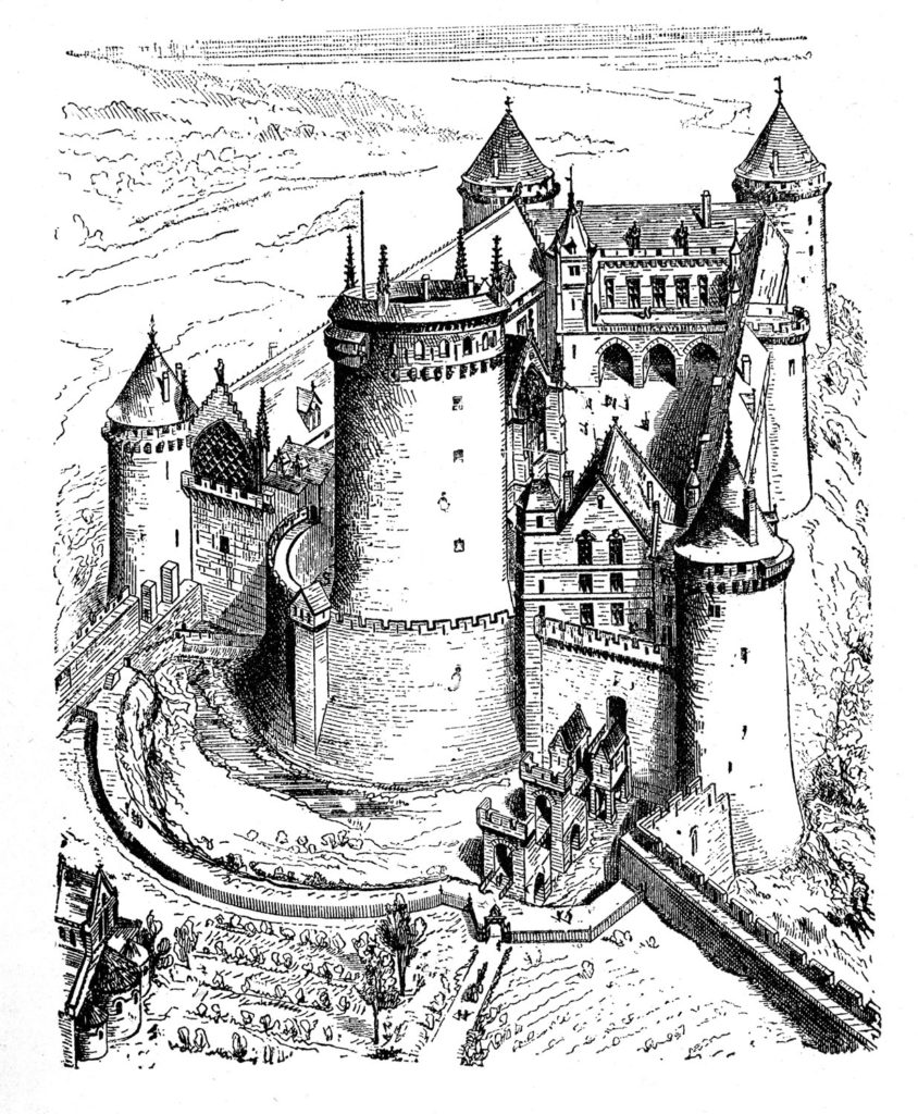 Castle Black White Sketch Clipart