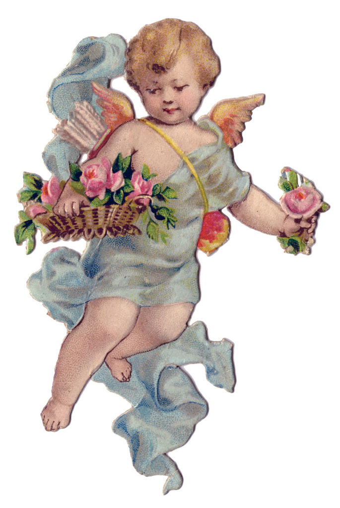 vintage cherub roses image