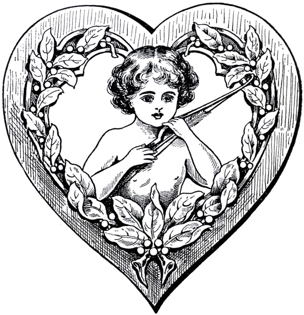 cupid heart frame clipart