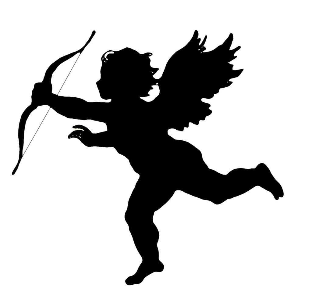 cupid silhouette bow wings clip art