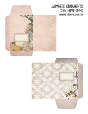 Japanese themed collage envelopes