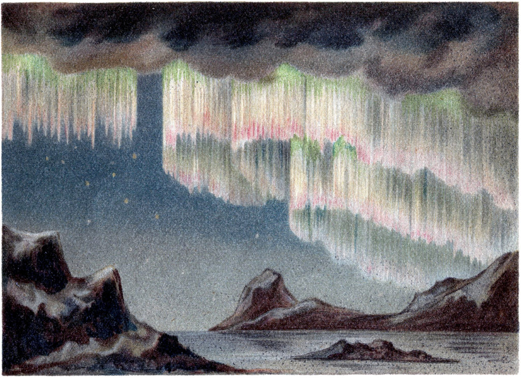 aurora borealis vintage clipart