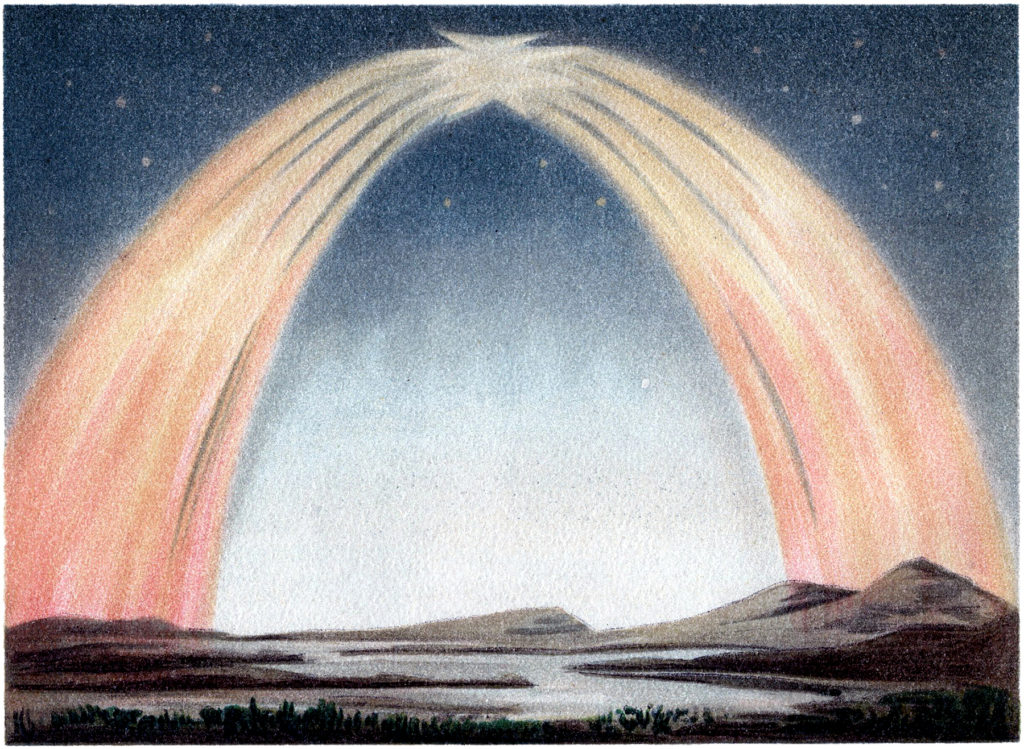 polar lights vintage illustration