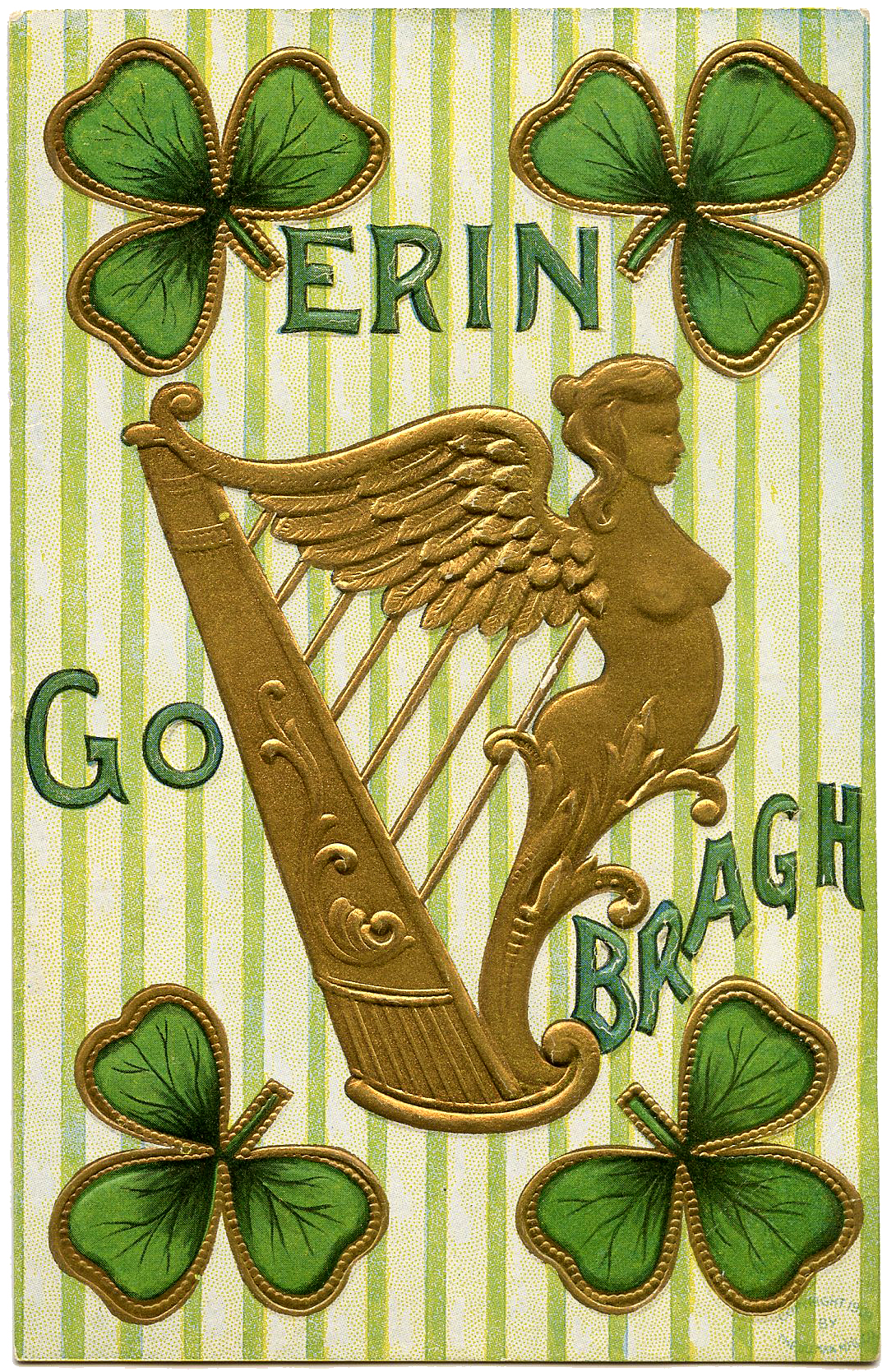 Iron On Applique Irish Celtic Harp St Patricks 2 pieces 