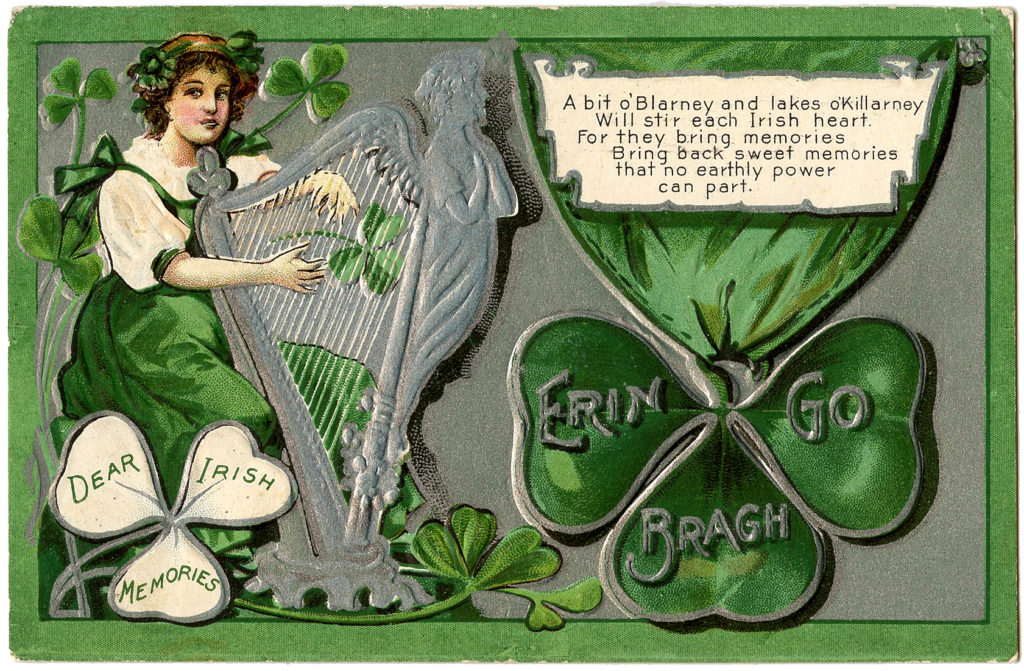 St Patrick's Day Lady Playing Silver Harp