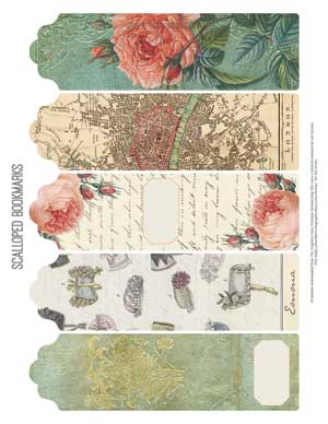 Jane Austen Themed Collage bookmarks with flowers