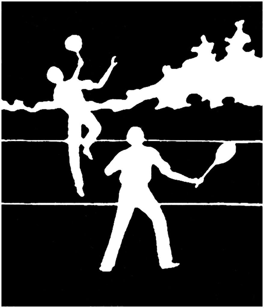 vintage tennis players silhouette image