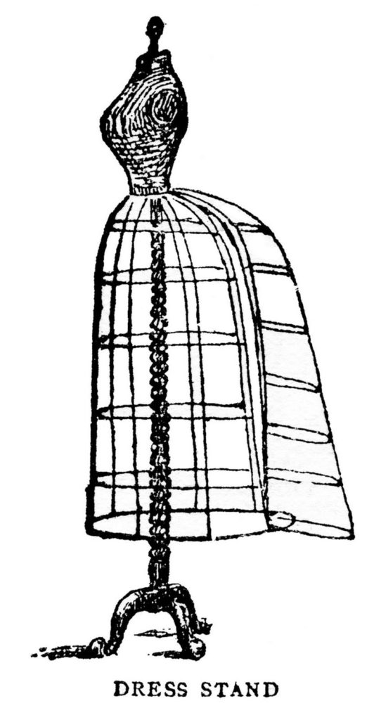 dress form cage vintage illustration