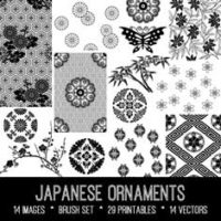 vintage Japanese ornaments ephemera kit