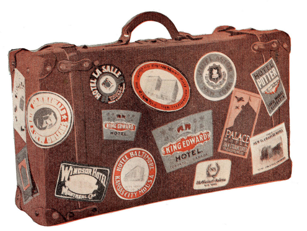 vintage leather suitcase souvenir stickers image