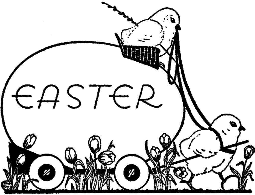 black white Easter chicks clipart