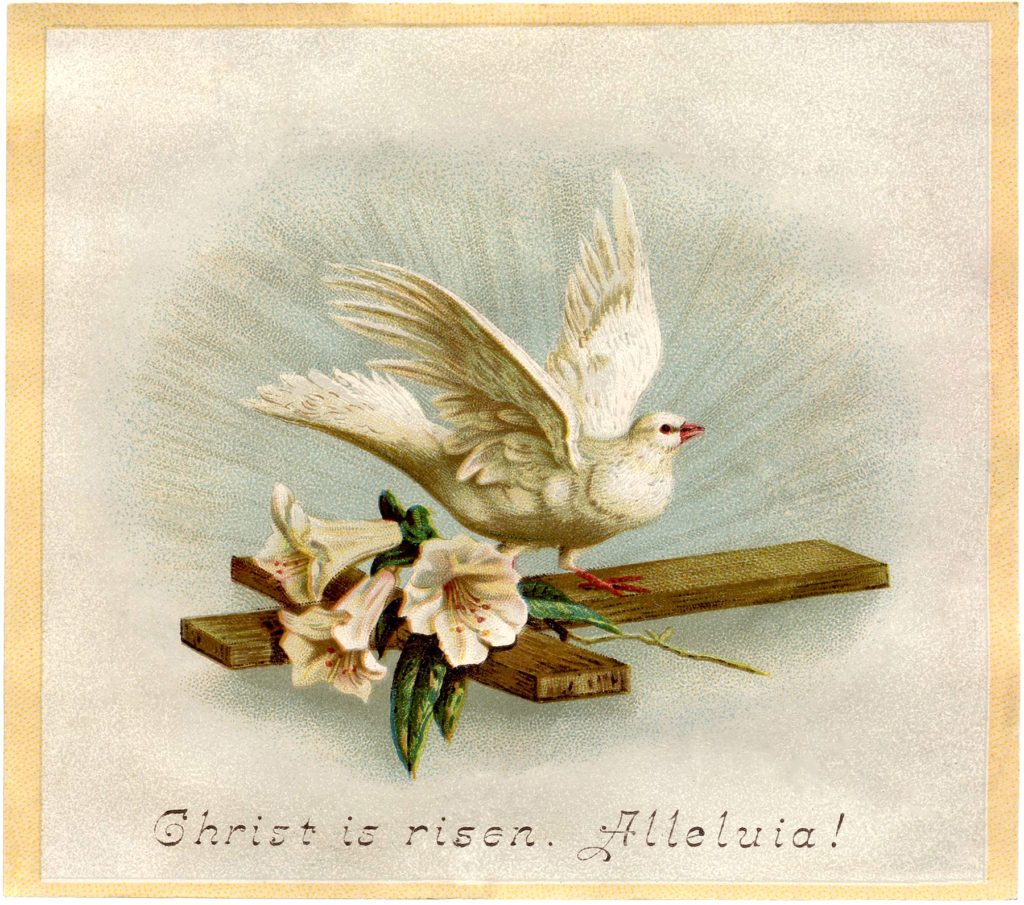 Easter cross dove lilies image