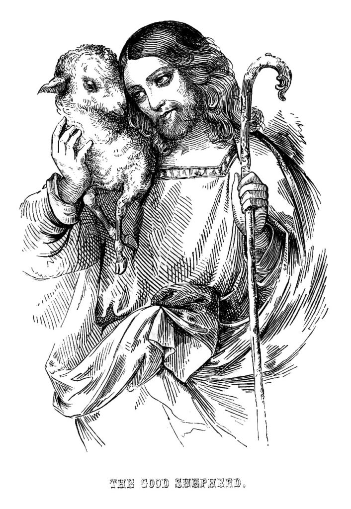 Jesus lamb staff illustration